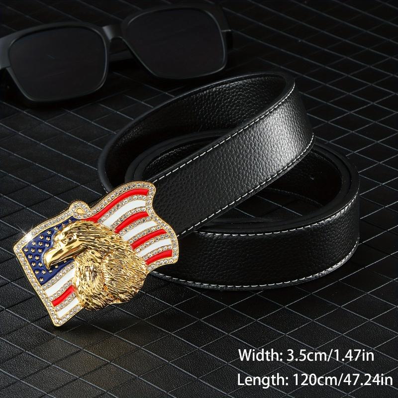Men's PU Leather American Flag Eagle Pattern Belt Buckle Hip hop Punk Belt
