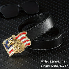 Men's PU Leather American Flag Eagle Pattern Belt Buckle Hip hop Punk Belt