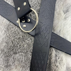Vintage Embossed Leather Waist Belt for Men