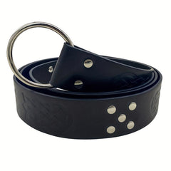 Vintage Embossed Leather Waist Belt for Men