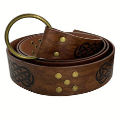 Vintage Embossed Leather Waist Belt for Men