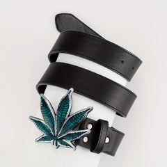 Maple Leaf Alloy Buckle Belt Casual Western Cowboy Belt