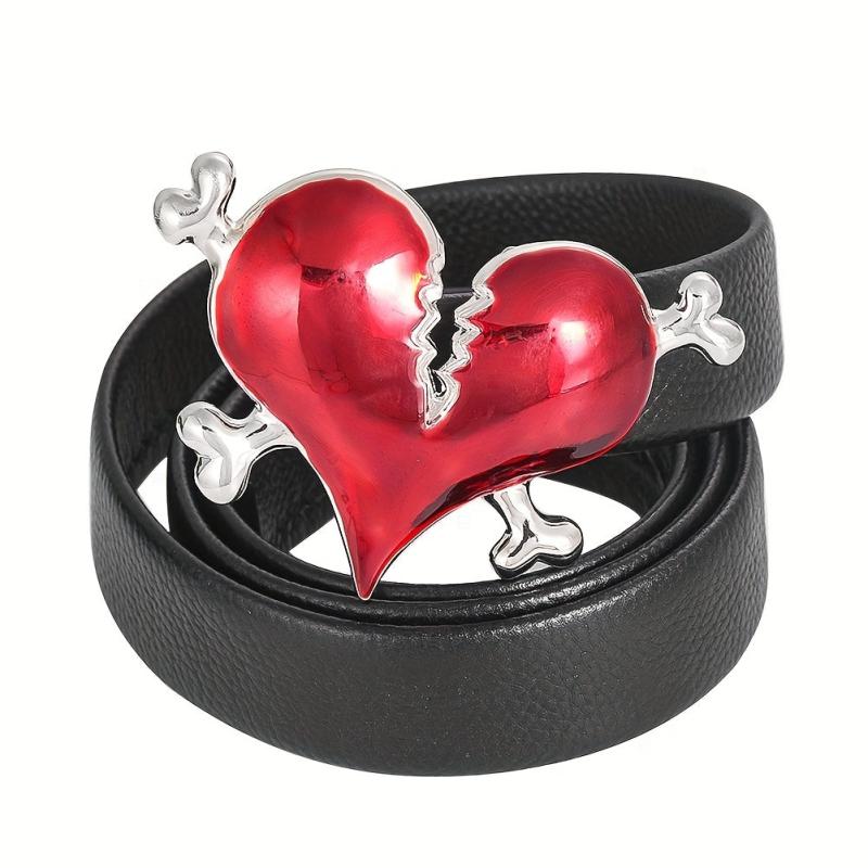 Red Love Heart Cardiac Belt Buckle Funny Charm Bone Clasp Jeans Accessory Men