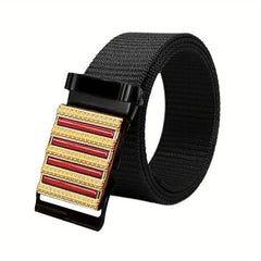 Sense Men's Business Casual Belt Red Stripe Nylon Canvas Belt