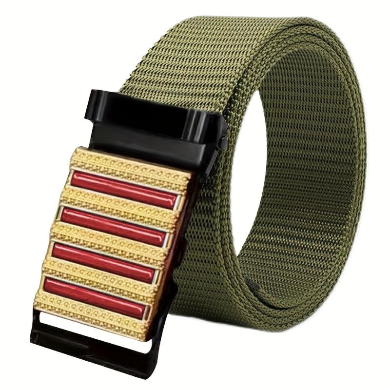 Sense Men's Business Casual Belt Red Stripe Nylon Canvas Belt