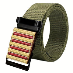 Sense Men's Business Casual Belt Red Stripe Nylon Canvas Belt
