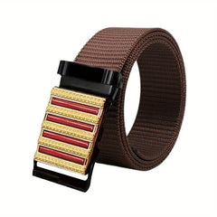 Sense Men's Business Casual Belt Red Stripe Nylon Canvas Belt