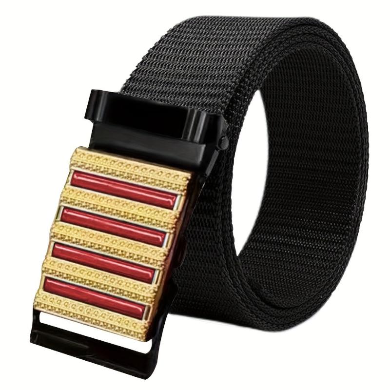 Sense Men's Business Casual Belt Red Stripe Nylon Canvas Belt