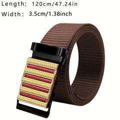 Sense Men's Business Casual Belt Red Stripe Nylon Canvas Belt