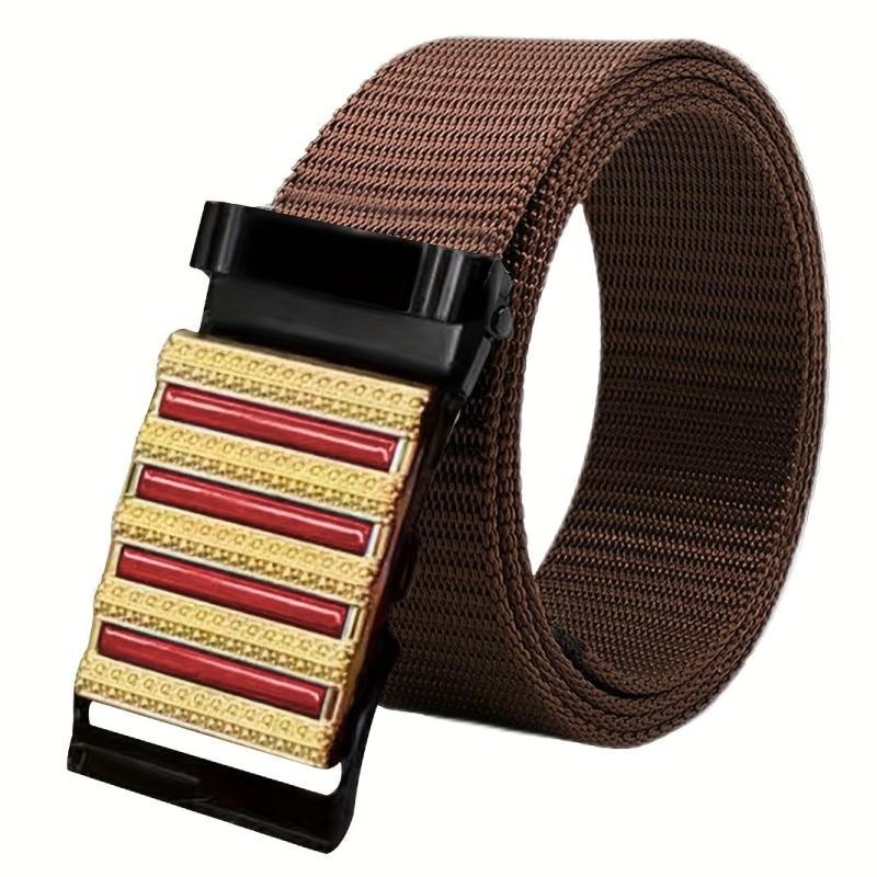 Sense Men's Business Casual Belt Red Stripe Nylon Canvas Belt