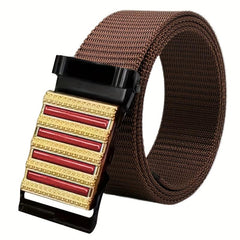 Sense Men's Business Casual Belt Red Stripe Nylon Canvas Belt