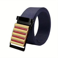 Sense Men's Business Casual Belt Red Stripe Nylon Canvas Belt