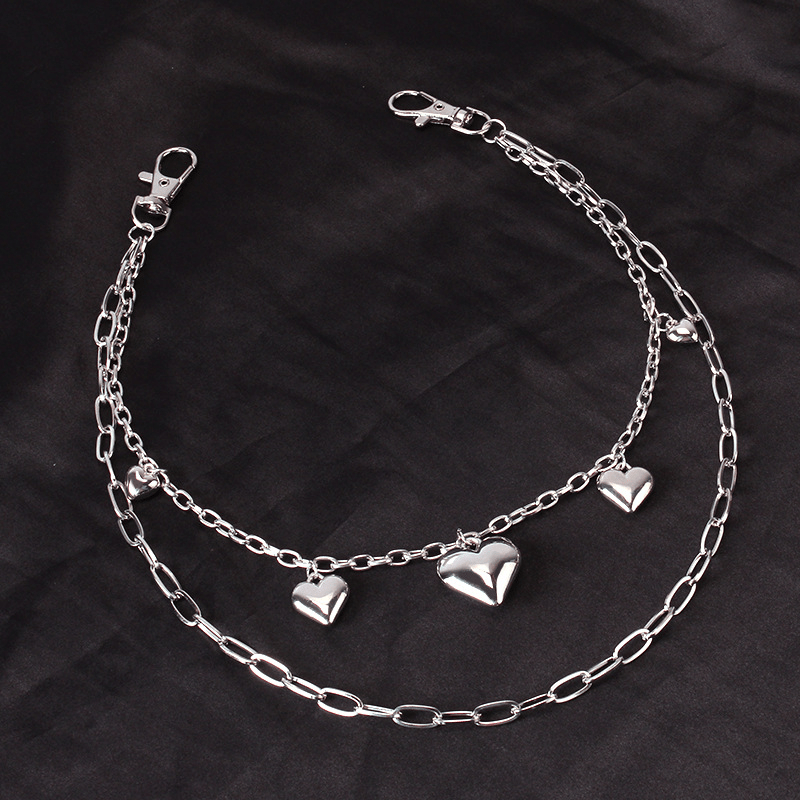 Peach Heart Metal Pants Chain Charm Pendant