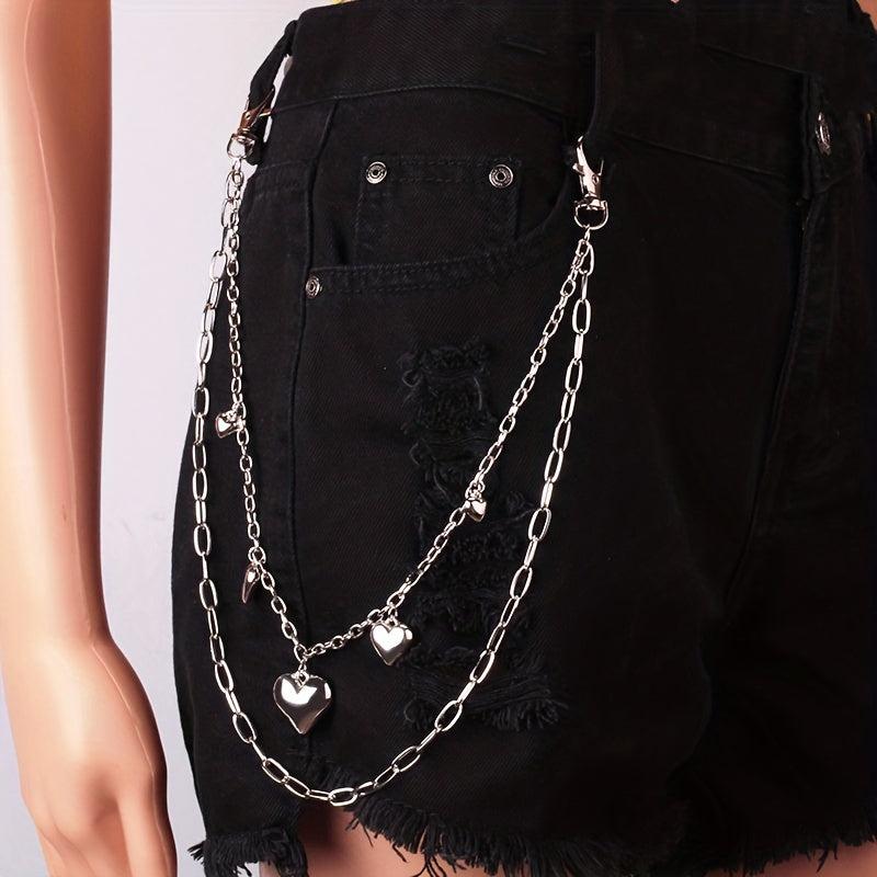 Peach Heart Metal Pants Chain Charm Pendant