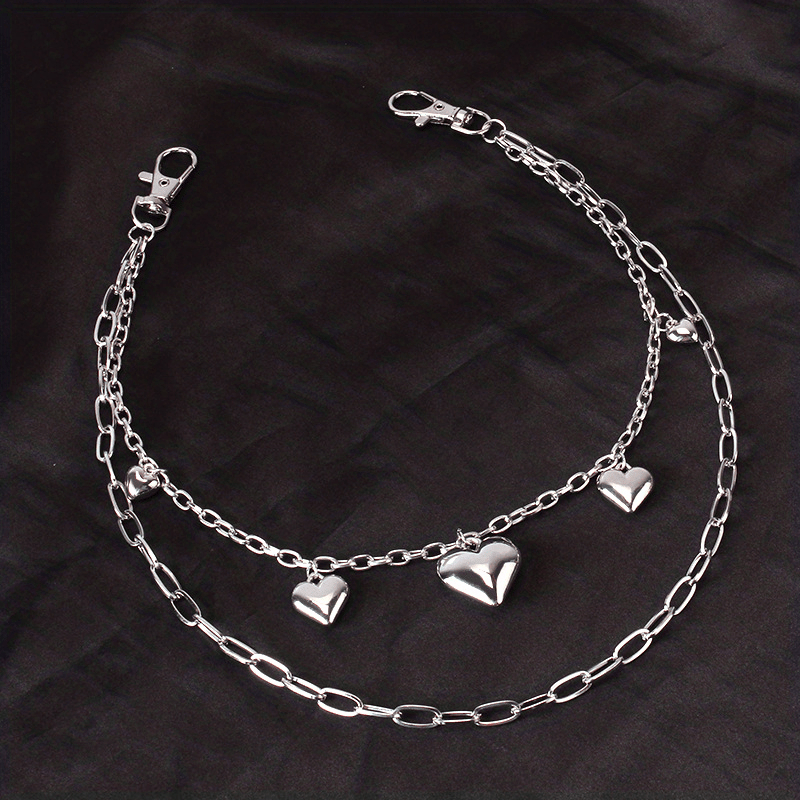 Peach Heart Metal Pants Chain Charm Pendant