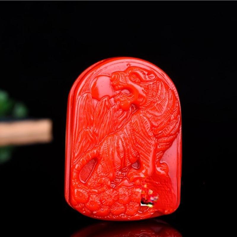 Men's Jade Tiger Belt Buckle Red Jade Bearer Pendant