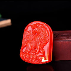 Men's Jade Tiger Belt Buckle Red Jade Bearer Pendant