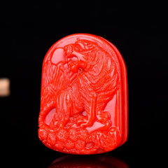 Men's Jade Tiger Belt Buckle Red Jade Bearer Pendant