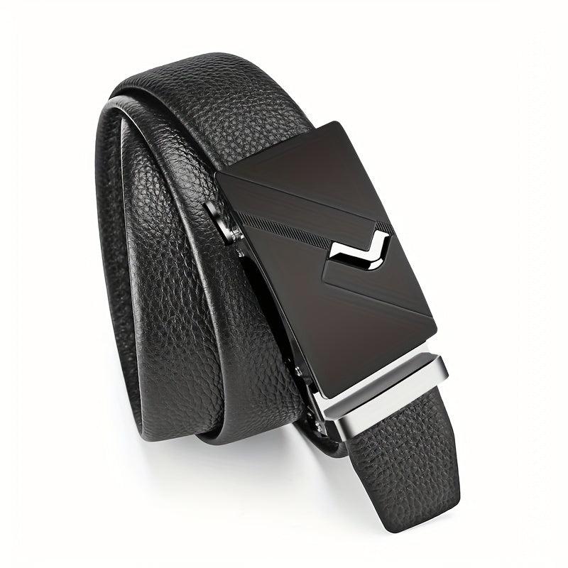 Men's Automatic Buckle Belt PU Leather Business Waist Strap
