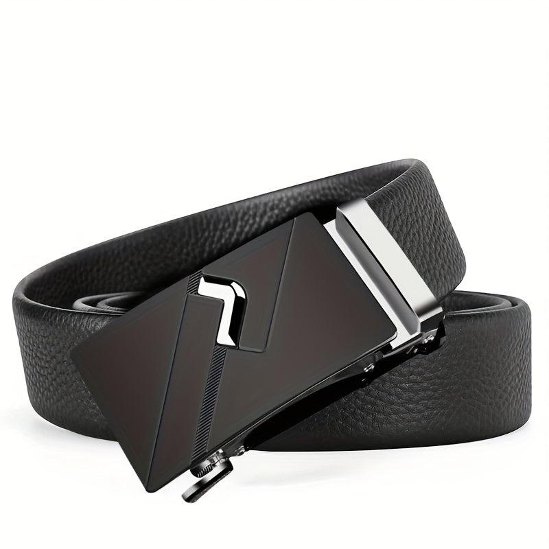 Men's Automatic Buckle Belt PU Leather Business Waist Strap