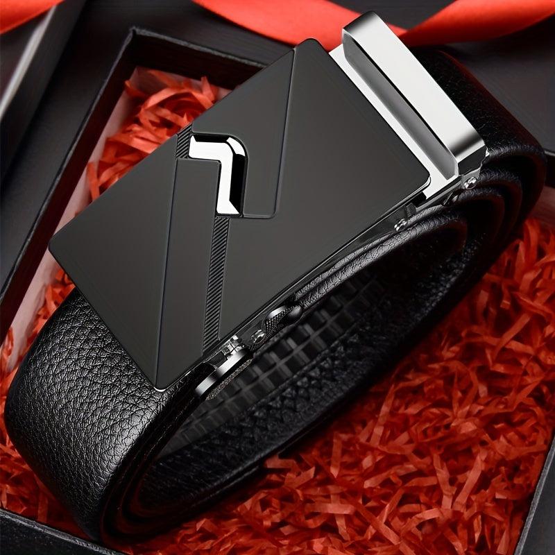 Men's Automatic Buckle Belt PU Leather Business Waist Strap