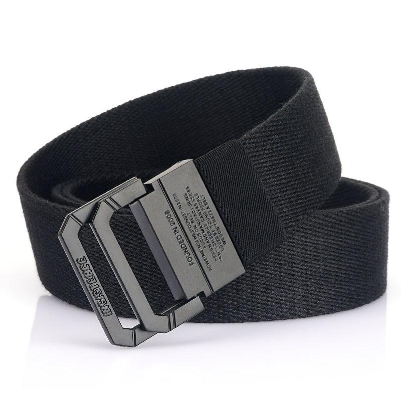 Casual Braided Leather Belt with Double Loop Canvas for Men