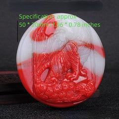 Men's Jade Tiger Belt Buckle Chicken Blood Stone Red
