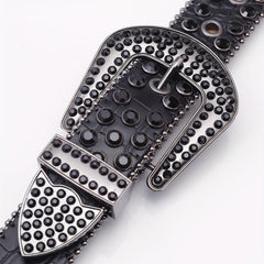 Crocodile Pattern Rhinestone Leather Belt for Men