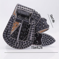 Crocodile Pattern Rhinestone Leather Belt for Men