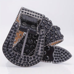 Crocodile Pattern Rhinestone Leather Belt for Men
