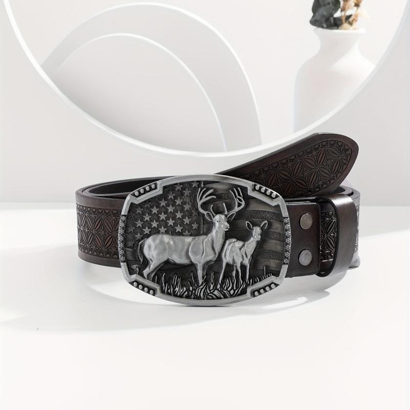 Retro Buckle Belt for Men Denim Jeans Casual Daily Clothing Accessories