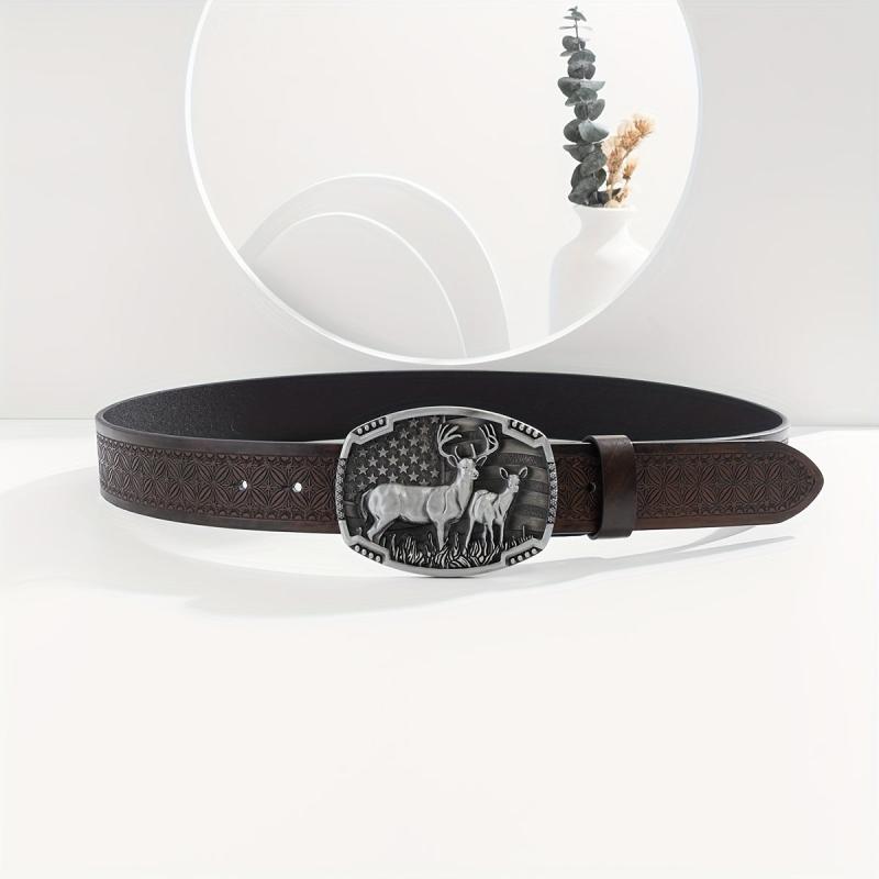 Retro Buckle Belt for Men Denim Jeans Casual Daily Clothing Accessories