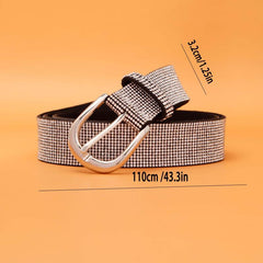 Faux Diamonds Leather Belt Vintage Pin Buckle Men