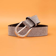 Faux Diamonds Leather Belt Vintage Pin Buckle Men