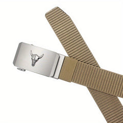 47in Nylon Tactical Military Auto Buckle Belt Men's Casual Outdoor Canvas Belt