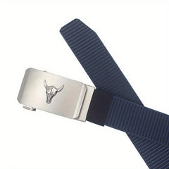 47in Nylon Tactical Military Auto Buckle Belt Men's Casual Outdoor Canvas Belt