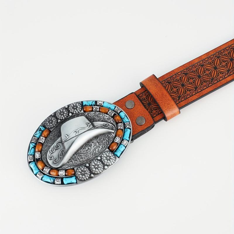 Men's Western Cowboy Buckle Belt Retro Casual Decorative Accessories