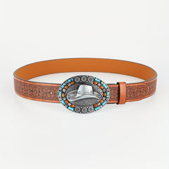 Men's Western Cowboy Buckle Belt Retro Casual Decorative Accessories
