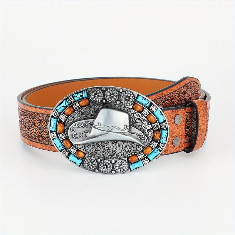 Men's Western Cowboy Buckle Belt Retro Casual Decorative Accessories