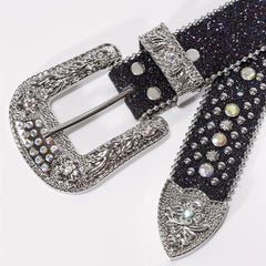 Unisex Rhinestone Belt with Pin Buckle
