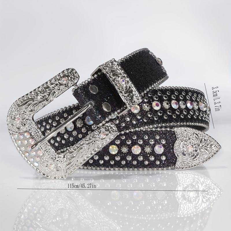 Unisex Rhinestone Belt with Pin Buckle