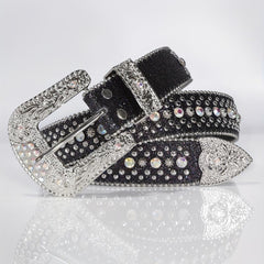 Unisex Rhinestone Belt with Pin Buckle