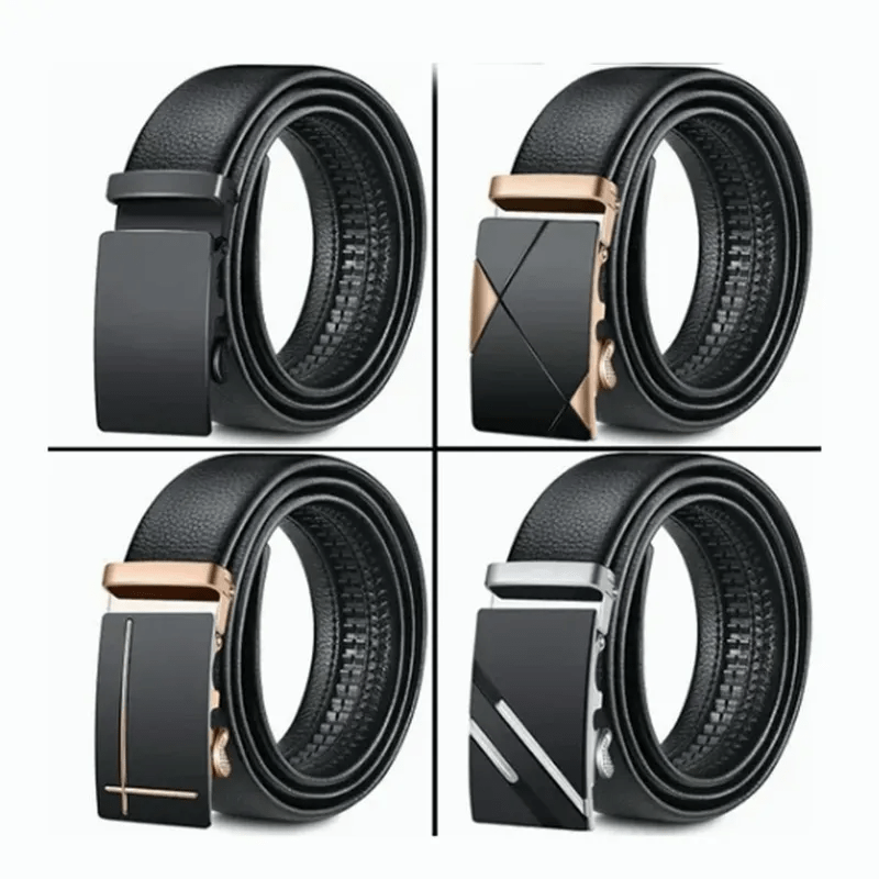 Men's Leather Belt with Automatic Buckle