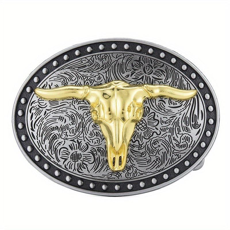 Men's Carved Retro Button Western Cowboy Belt Buckle