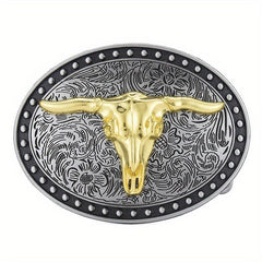Men's Carved Retro Button Western Cowboy Belt Buckle