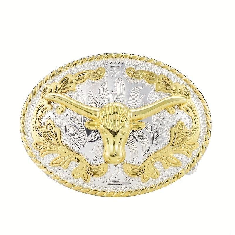 Men's Carved Retro Button Western Cowboy Belt Buckle