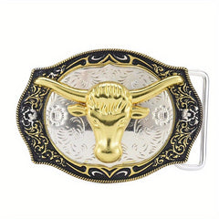 Men's Carved Retro Button Western Cowboy Belt Buckle