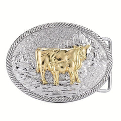 Men's Carved Retro Button Western Cowboy Belt Buckle