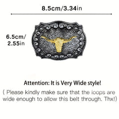 Men's Carved Retro Button Western Cowboy Belt Buckle