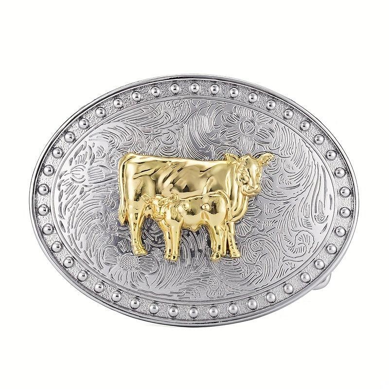 Men's Carved Retro Button Western Cowboy Belt Buckle